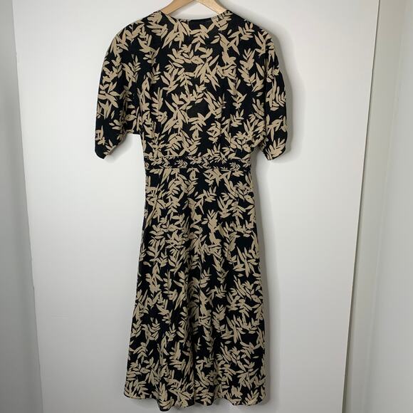 Ba&sh Tabby Wrap Dress Black & Beige Print Midi Length Womens Small - Picture 8 of 13